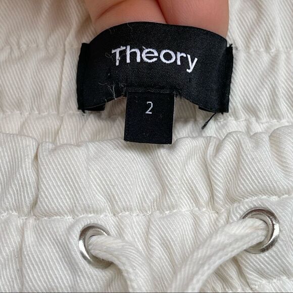 THEORY Cortland Relaxed Cotton Jogger Pants, Ivory size 2 - Picture 5 of 13